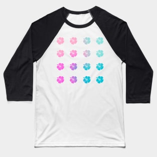 Back to School Teal and Fuchsia Gradient Hibiscus Flowers Baseball T-Shirt